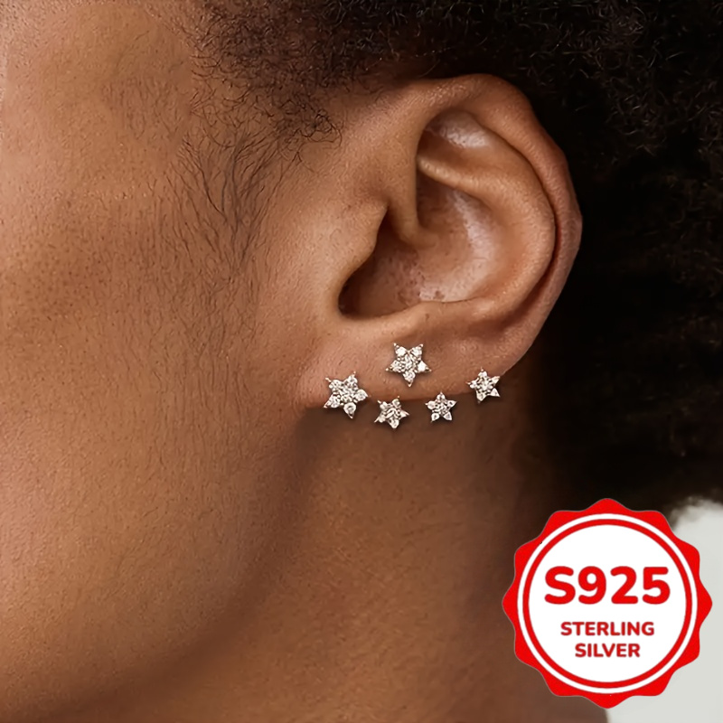 Women's S925 Sterling Silver Star-shaped Stud Earrings